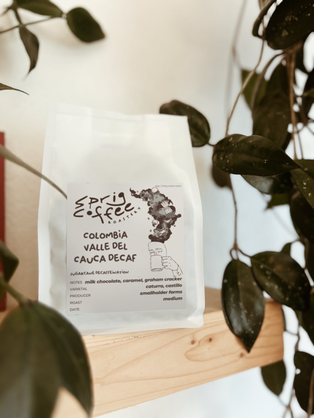Colombia Valle del Cauca sugarcane decaf coffee – Sprig Coffee Roastery, Redmond, Oregon